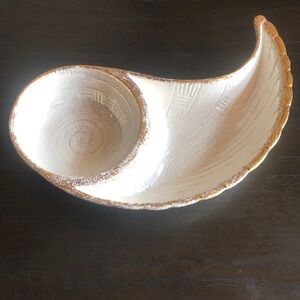 California Pottery MCM Vintage Serving Platter Gold Trim Beautiful! Stamped